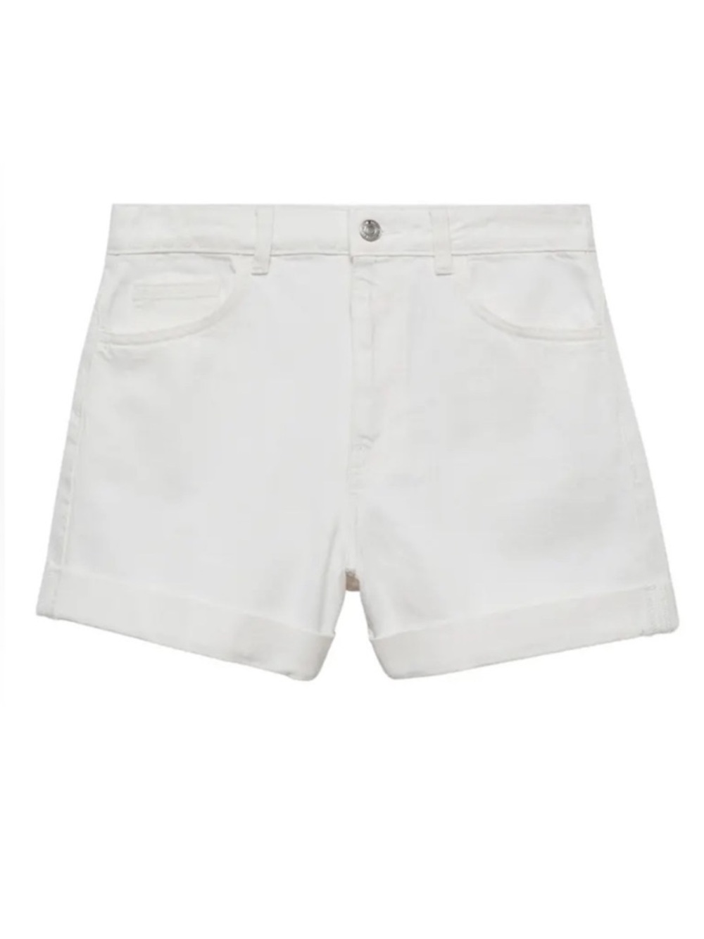 MANGO 100% Cotton White Denim Mom Jean Shorts